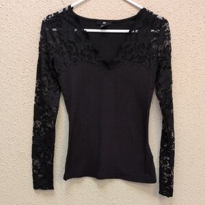 H&M Black Lace Sleeve Blouse